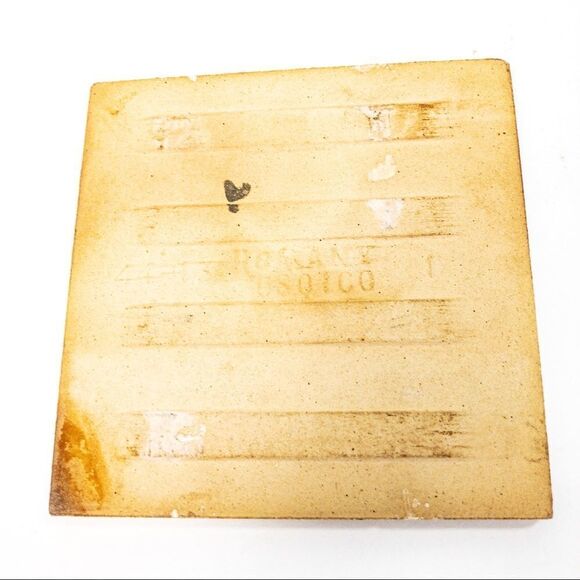 Two Butter Yellow Romany Ceramic Tiles w/ Vintage Image Transfers - Picture 8 of 9